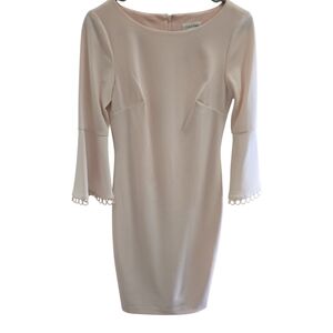 Calvin Klein Cream Long Sleeve Dress SZ 2